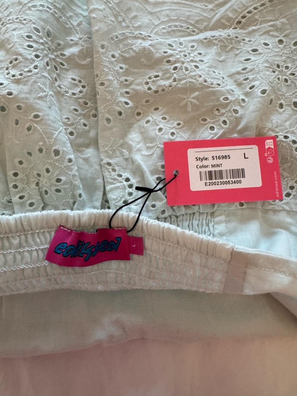 Edikted Mint Eyelet Strapless Tube Top - Picture 4 of 4